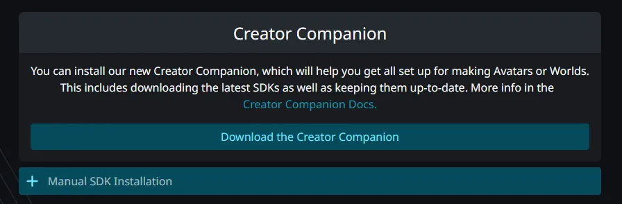 Creator Companion download page