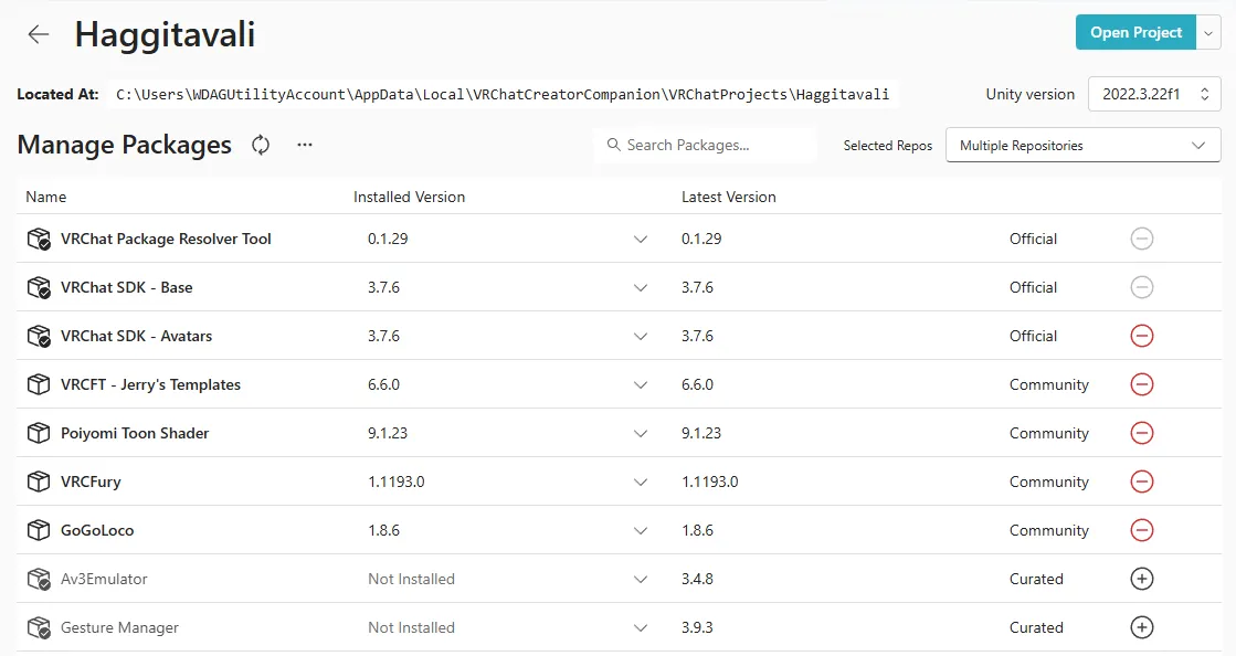 Creator Companion project packages
