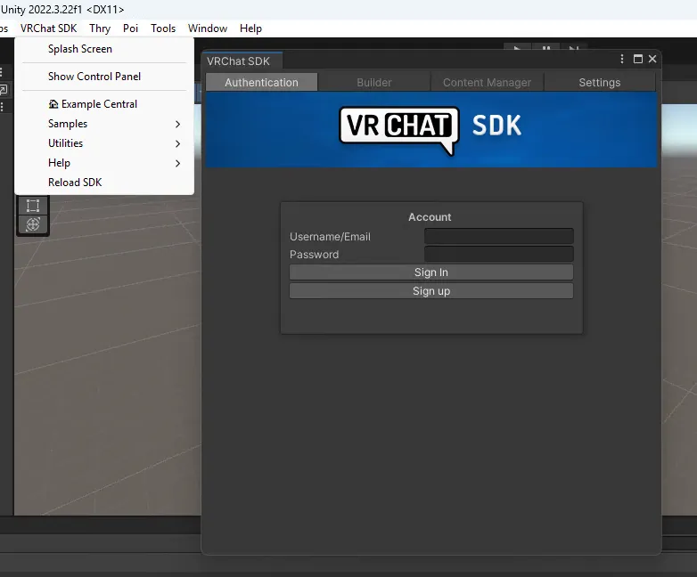 Unity Editor SDK control panel